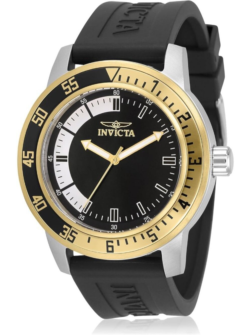 Mens Black Gold Analog Quartz Fashion Solid Specialty Silicone Round Wrist Watch